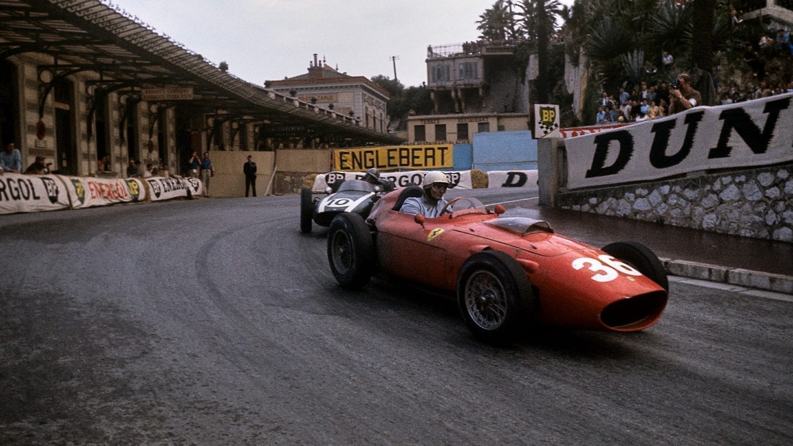1960 Monaco Grand Prix Phil Hill leads Jack Brabham