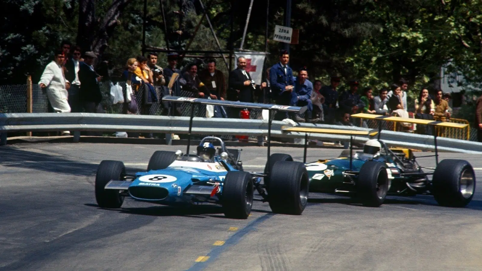 1969 Spanish Grand Prix Jean Pierre Beltoise and Jack Brabham