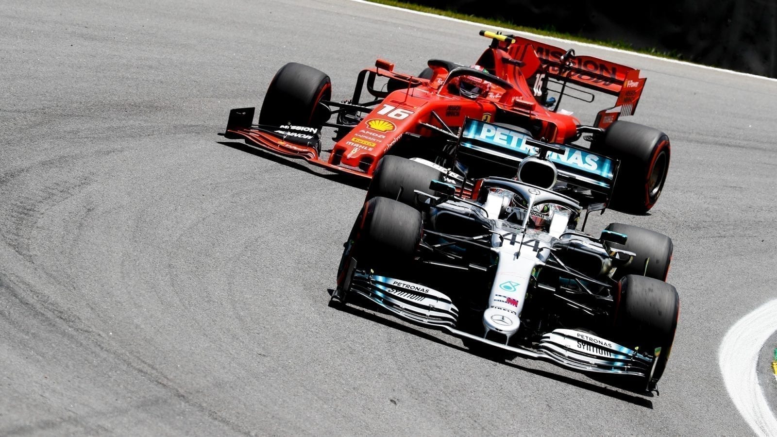 2019 Brazilian Grand Prix Lewis Hamilton and Charles Leclerc