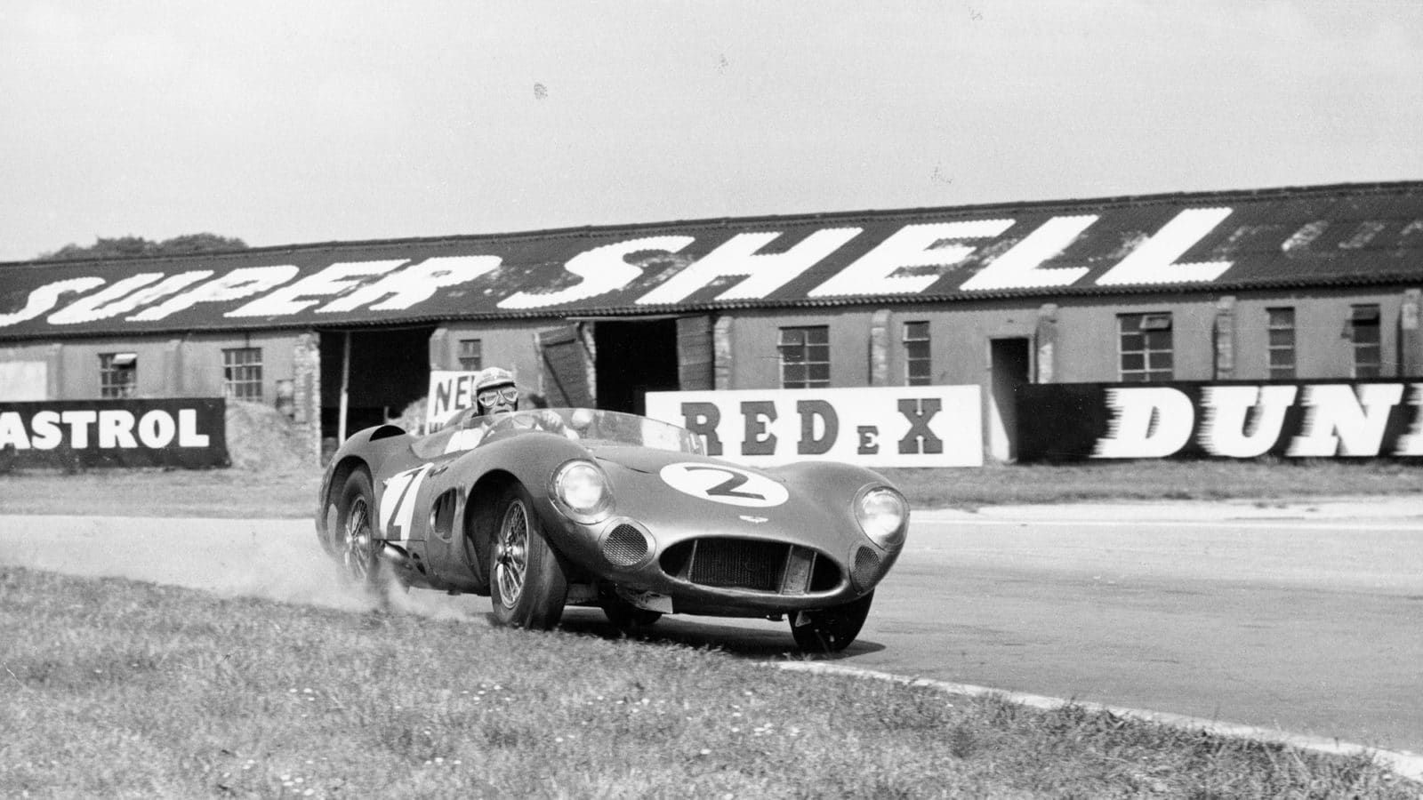 Carroll Shelby races Aston Martin DBR1 at Goodwood in 1959