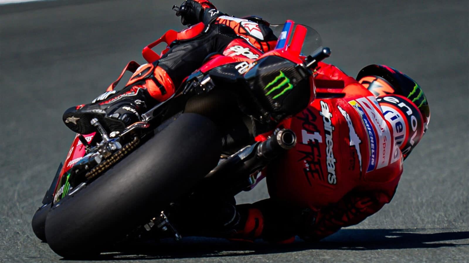 Rear view of Pecco Bagnaia Ducati at 2024 MotoGP Assen TT