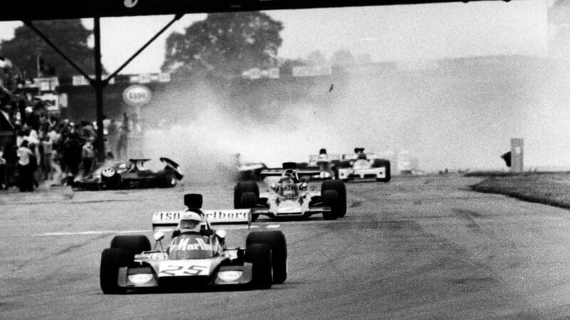 Crash at the start of 1973 British Grand Prix