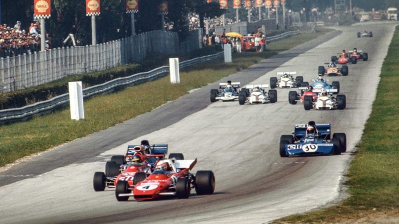 Clay Regazzoni leads at Monza in the opening laps of the 1971 F1 Italian Grand Prix