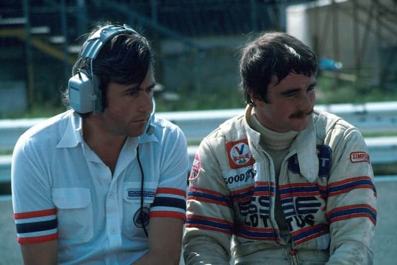 Wright (left) and Nigel Mansell, his Grand Prix debut.