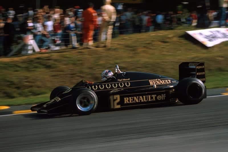 Nigel Mansell in his Lotus 94T.