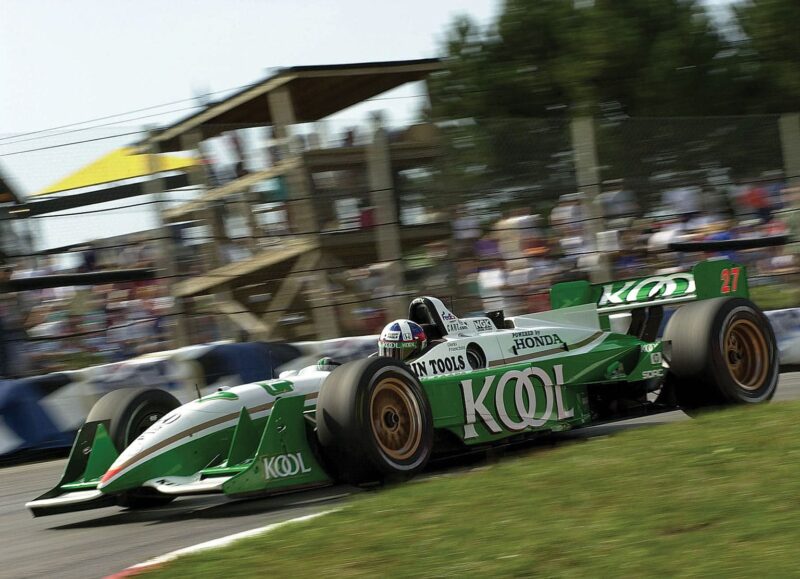 Indy Racing League driver Dario Franchitti and extremely happy