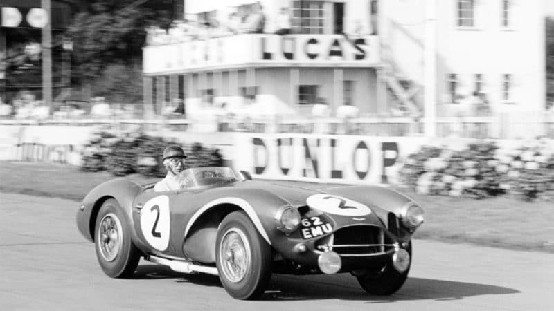 Tony Brooks in Aston Martin DB3S, Goodwood 9 Hours, West Sussex, (1955?). Brooks and co-driver Peter Collins finished third in the 1955 Goodwood 9 Hour race in a DB3S. (Photo by National Motor Museum/Heritage Images/Getty Images)
