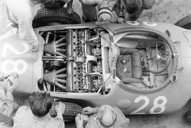 Trintignant's Bugatti in the pits