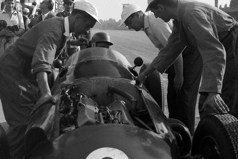 Behra's BRM in the pits