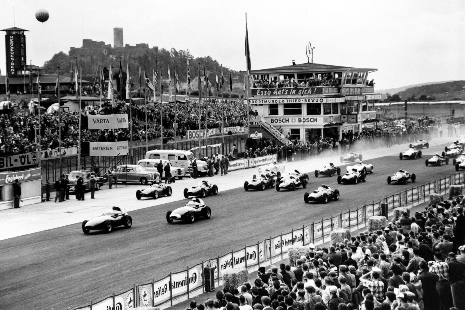 Cars on the grid at the start of the race.