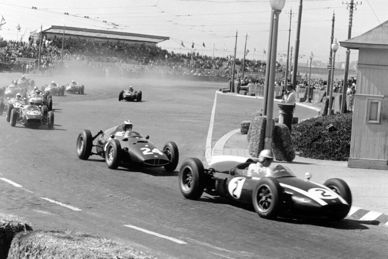 Brabham leads the field at the start