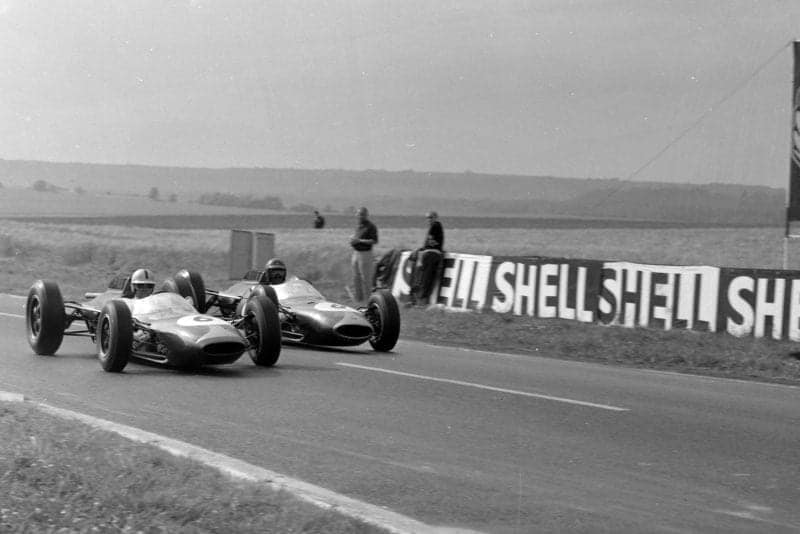 The two Brabham's were slipstreaming in an attempt to climb up the order