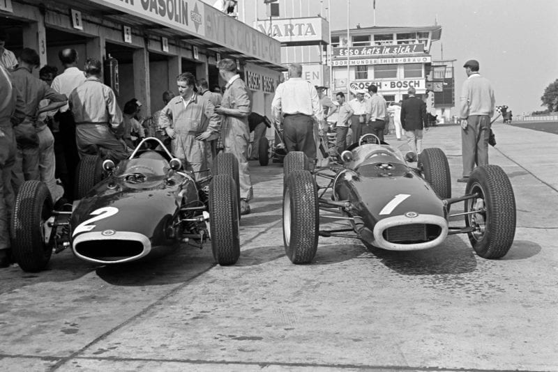 The BRM P57 cars of Graham Hill and Richie Ginther.