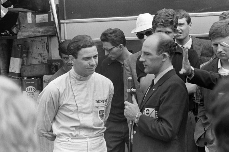 Jim Clark is interviewed by Stirling Moss.