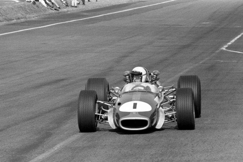 Jack Brabham (AUS) Brabham BT24 finished second in the race, but lost out to his third placed team mate in the final world championship standings by five points.
