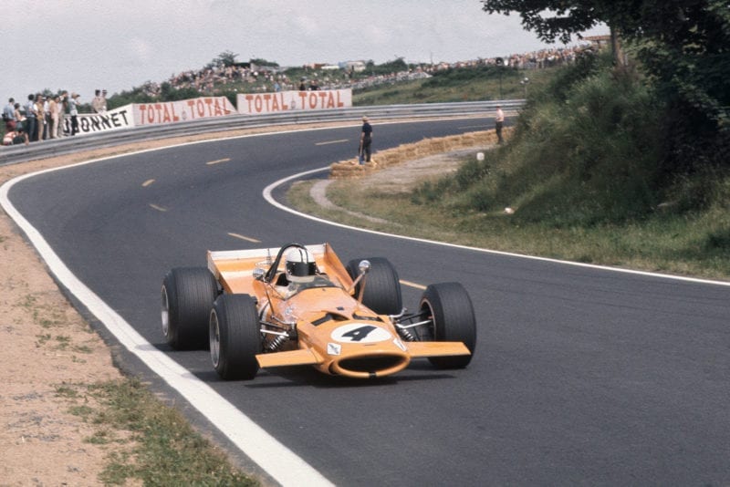 Denny Hulme in his McLaren at the 1969 French Grand Prix.