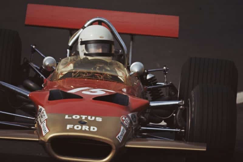 Jochen Rindt driving for Lotus at the 1969 French Grand Prix.
