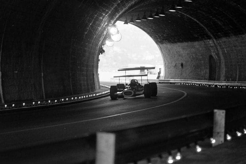 A Lotus blasts through the tunnel.