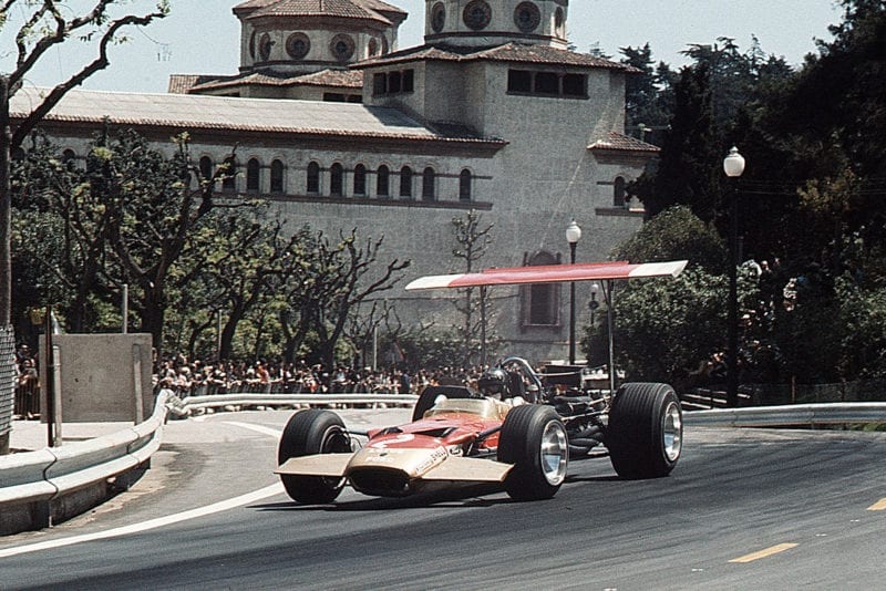 Jochen Rindt in his Lotus-Ford at the 1969 Spanish