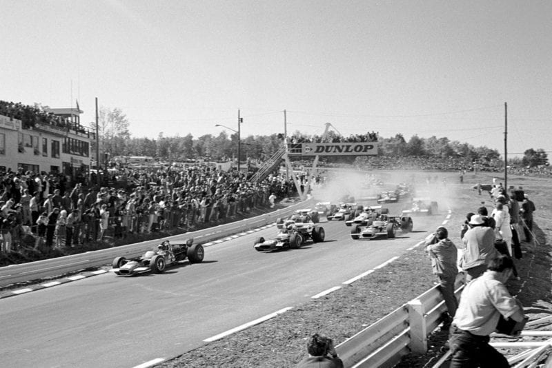 The cars pull away at the 1969 United States Grand Prix