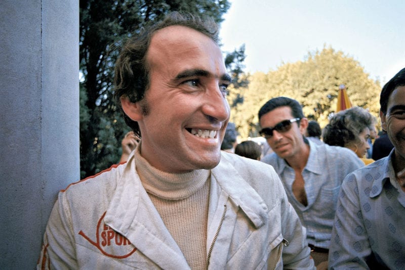 Clay Regazonni is all smiles after winning the 1970 Italian Grand Prix for Ferrari.