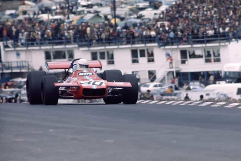 Tim Schenken driving a Frank Williams De Tomaso at the 1970 United States Grand Prix.
