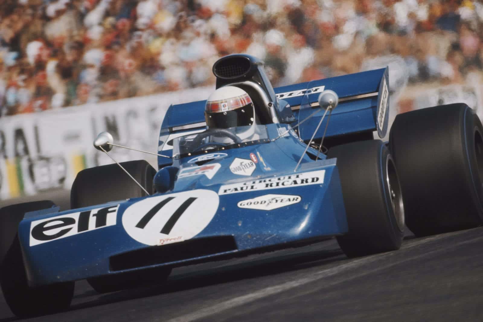 Jackie Stewart driving for Tyrell at the 1971 French Grand Prix.