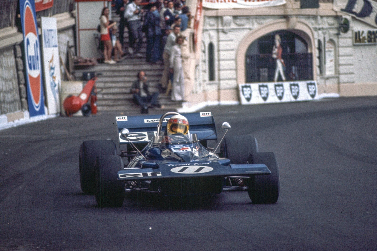 Jackie Stewart driving his Tyrrell at the 1971 Monaco Grand Prix