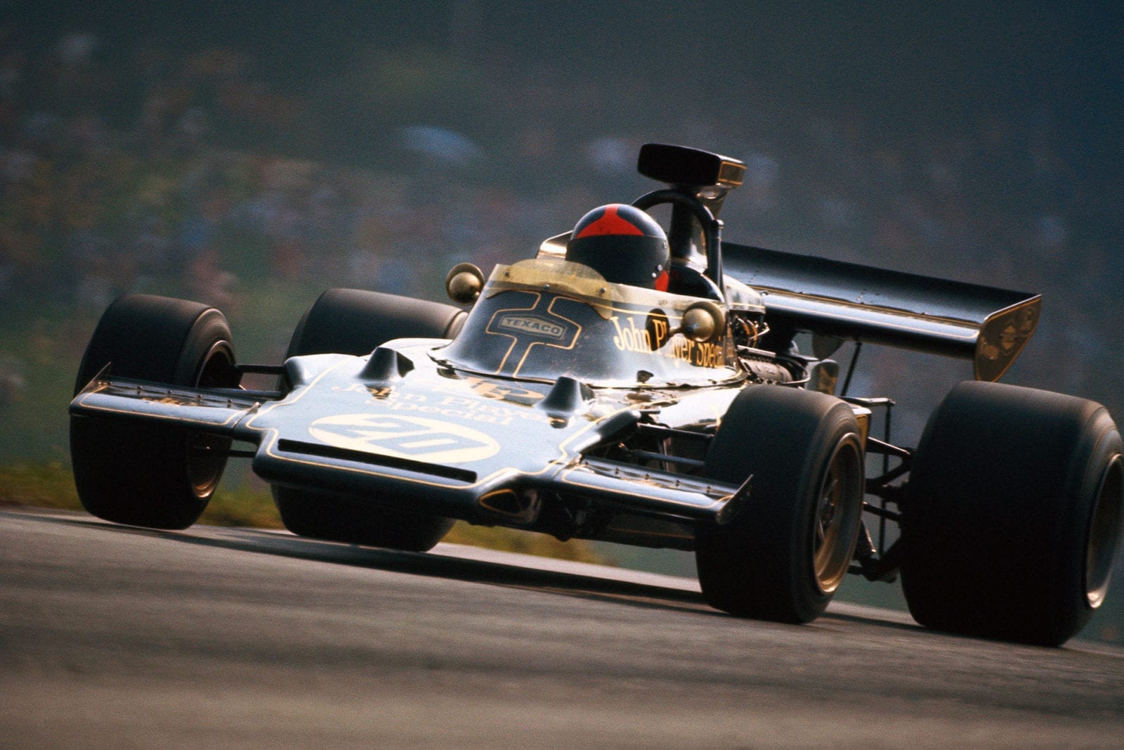 Emerson Fittipaldi driving for Lotus at the 1972 Austrian Grand Prix.
