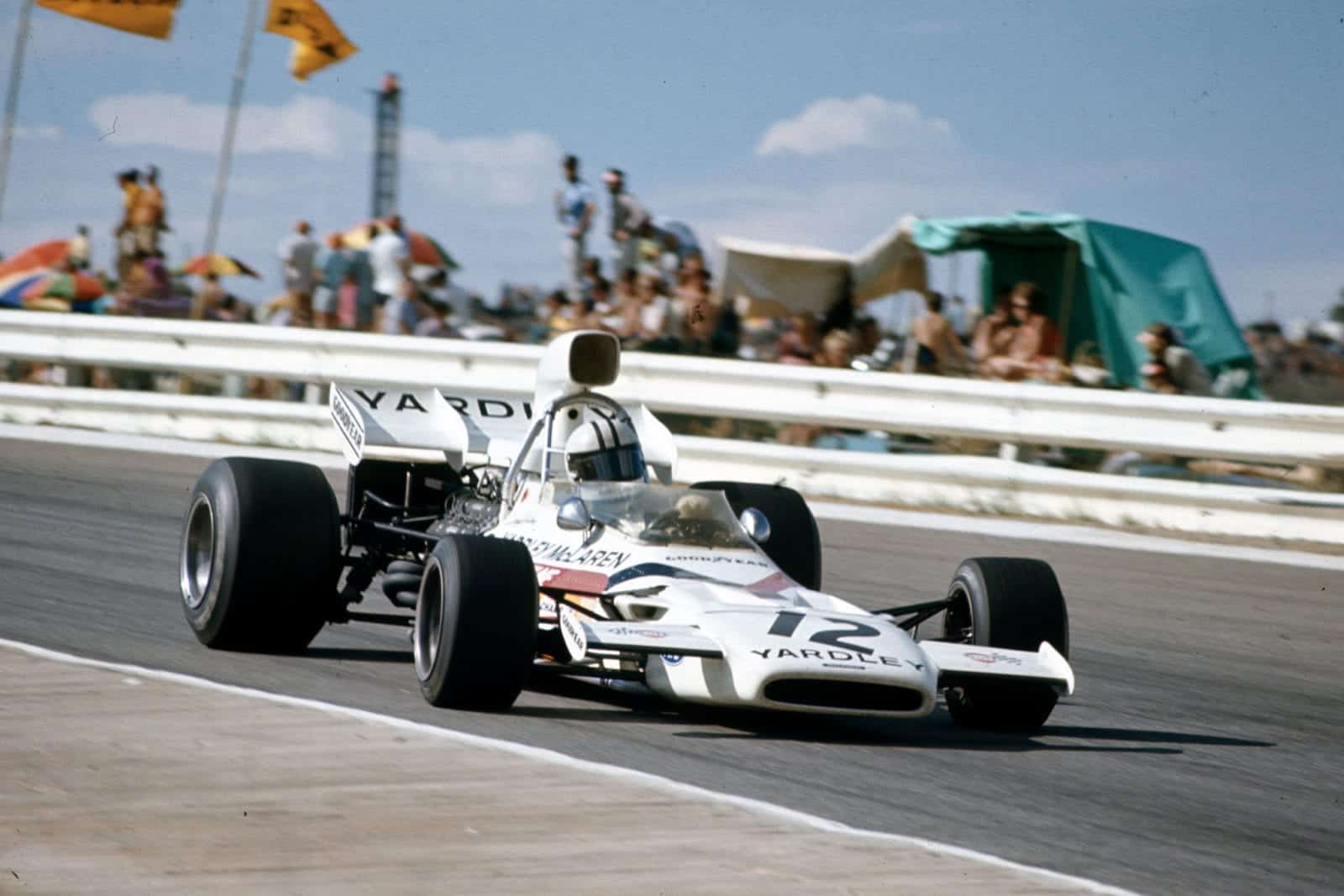 Denny Hulme driving for McLAren at the 1972 South African Grand Prix.