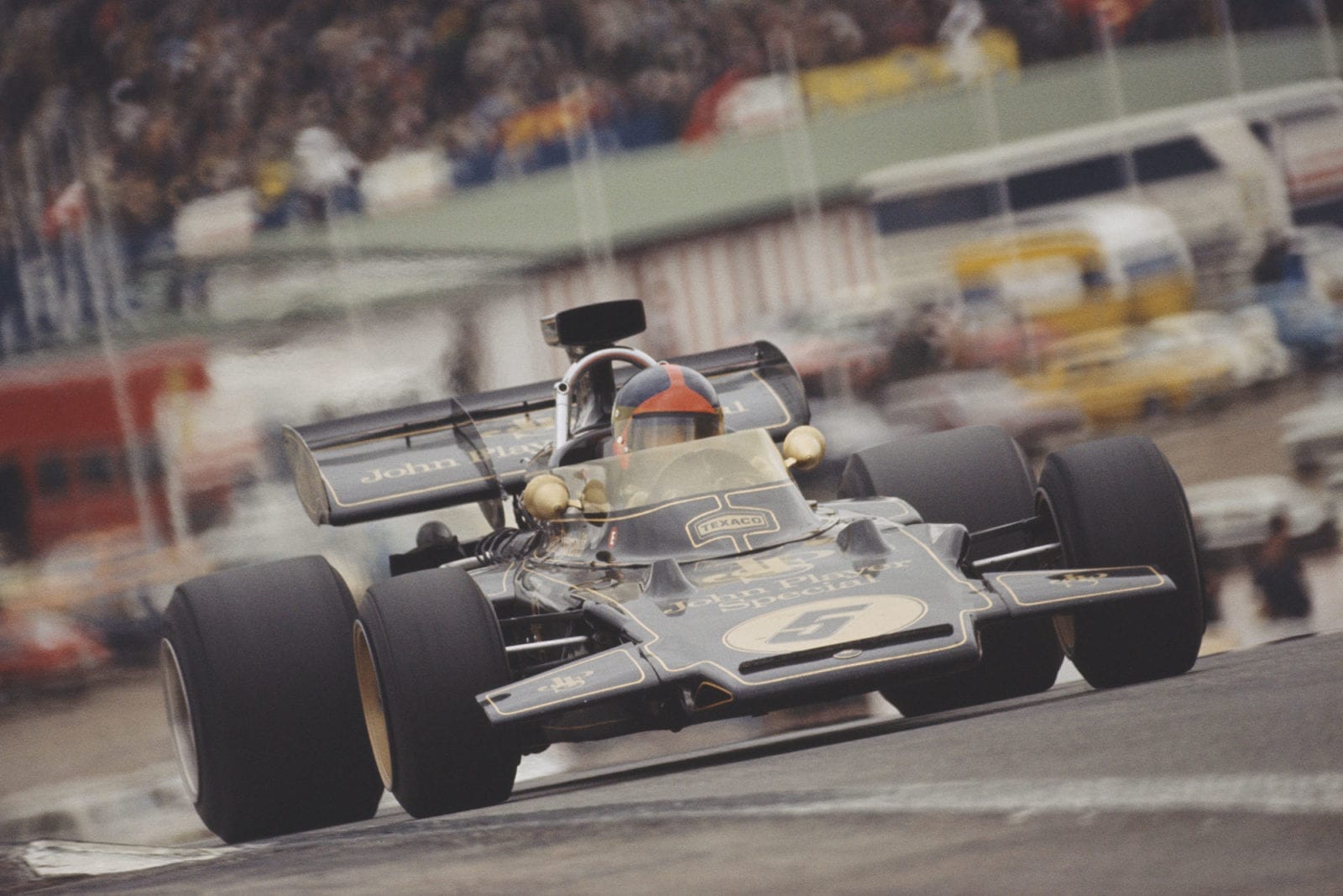 Emerson Fittipaldi driving at the 1972 Spanish Grand Prix for Lotus