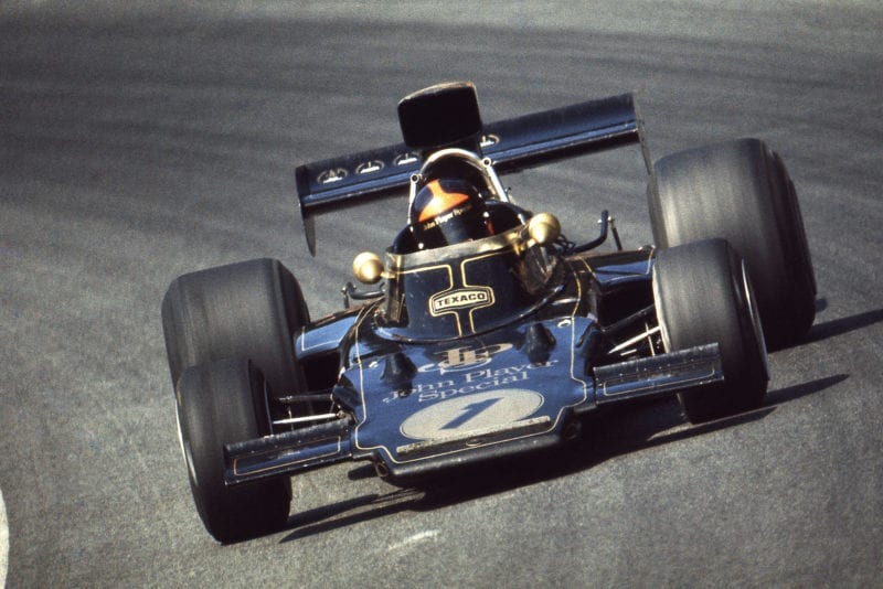Emerson Fittipaldi driving for Lotus at the 1973 Austrain Grand Prix.