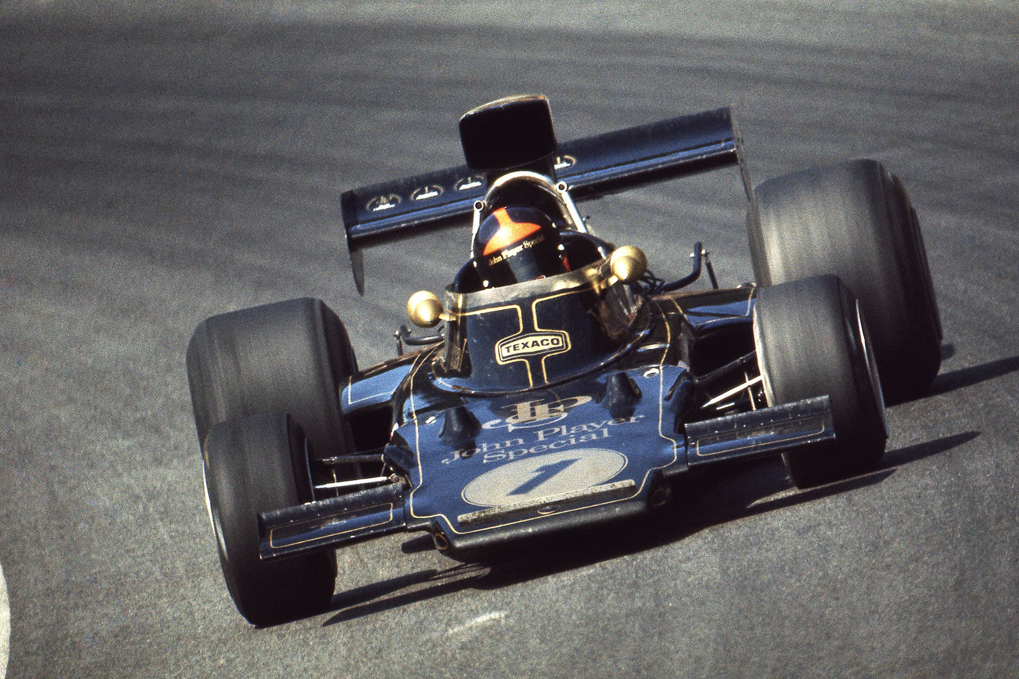 Emerson Fittipaldi driving for Lotus at the 1973 Austrain Grand Prix.