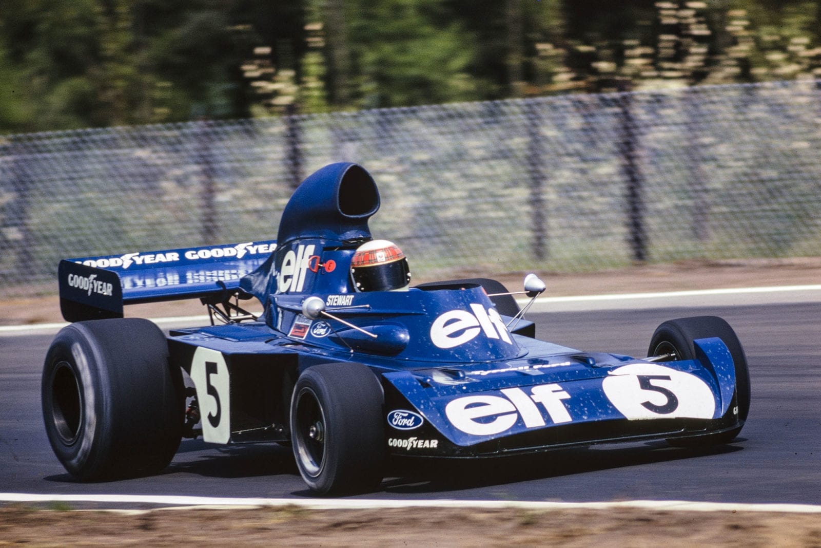 Jackie Stewart driving for Tyrrell at the 1973 Dutch Grand Prix, Zandvoort.
