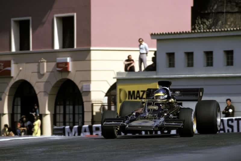 Ronnie Peterson driving for Lotus at the 1973 Monaco Grand Prix.