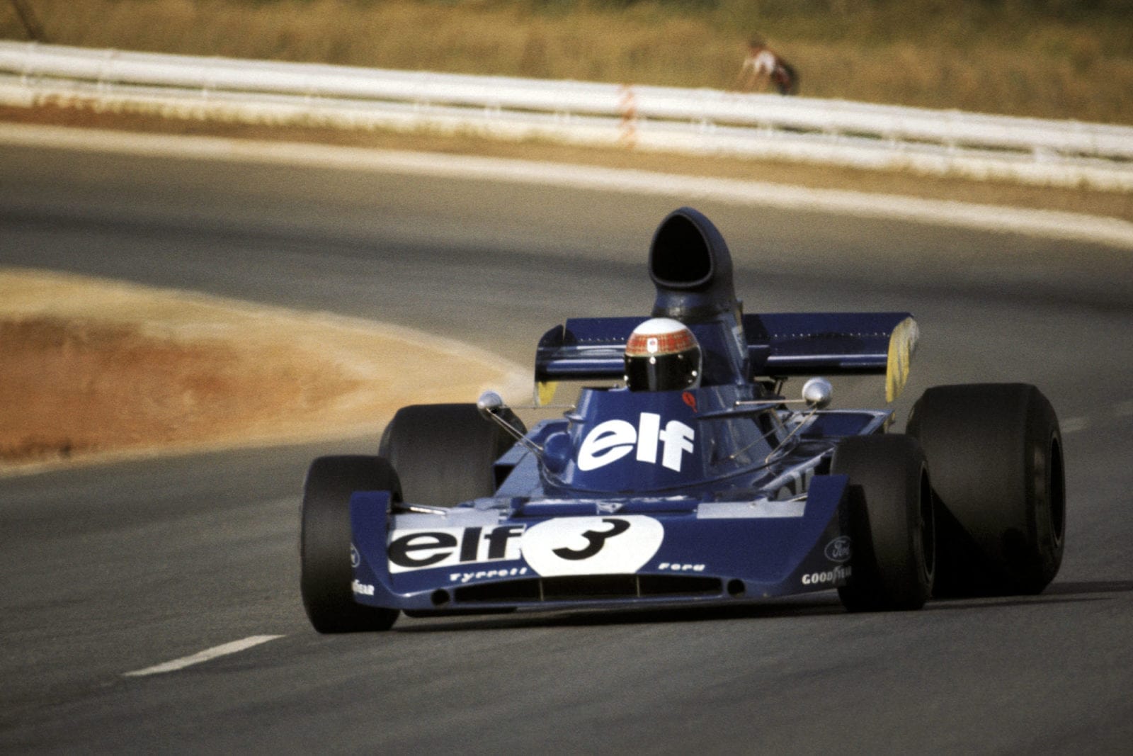 Jackie Stewart driving for Tyrrell at the 1973 South African Grand Prix