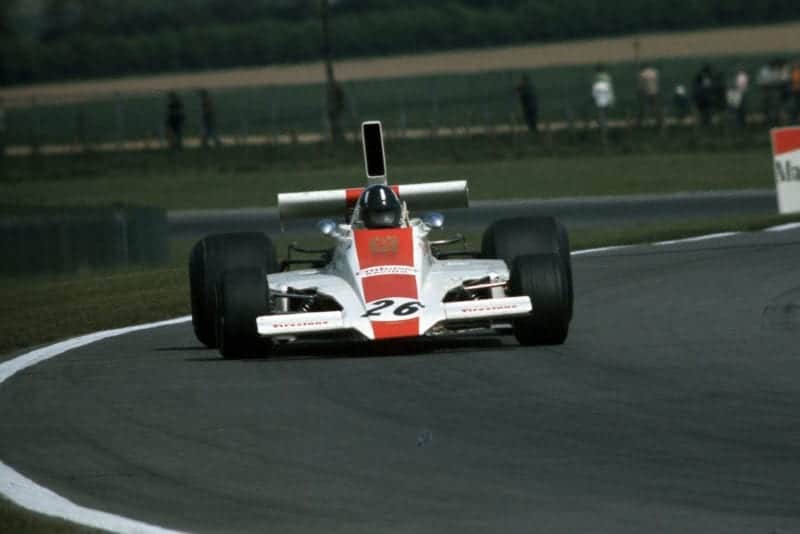 Graham Hill driving for his own Embassy Hill Racing team at the 1974 Belgian Grand Prix