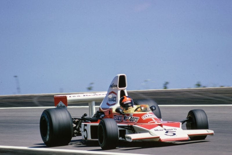 Emerson Fittipaldi driving for McLaren at the 1974 French Grand Prix, Paul Ricard.