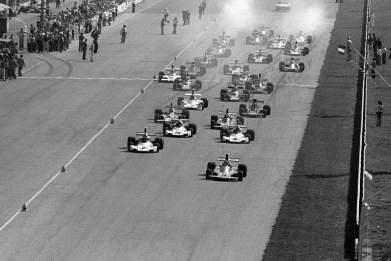 The 1974 Italian Grand Prix gets underway at Monza.