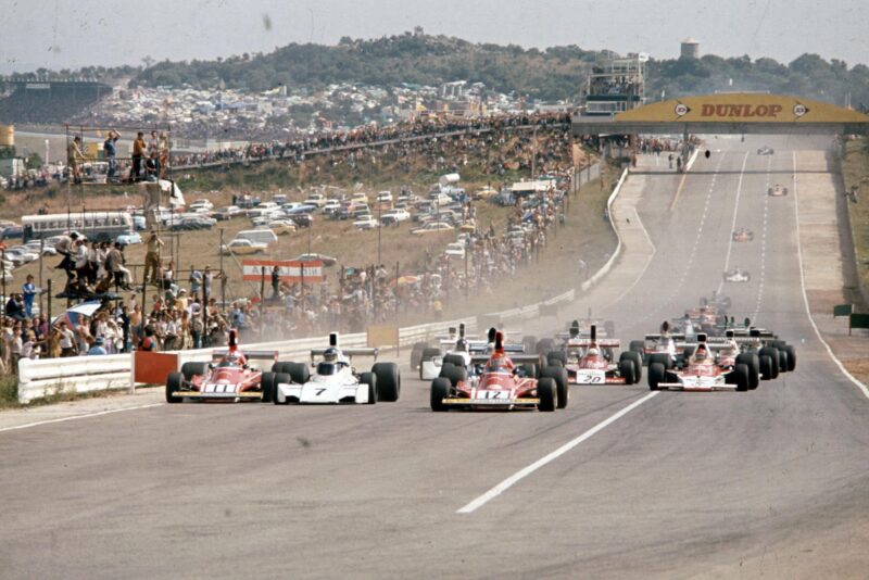 Carlos Reutemann, Brabham BT44B Ford in the pit lane., South African GP