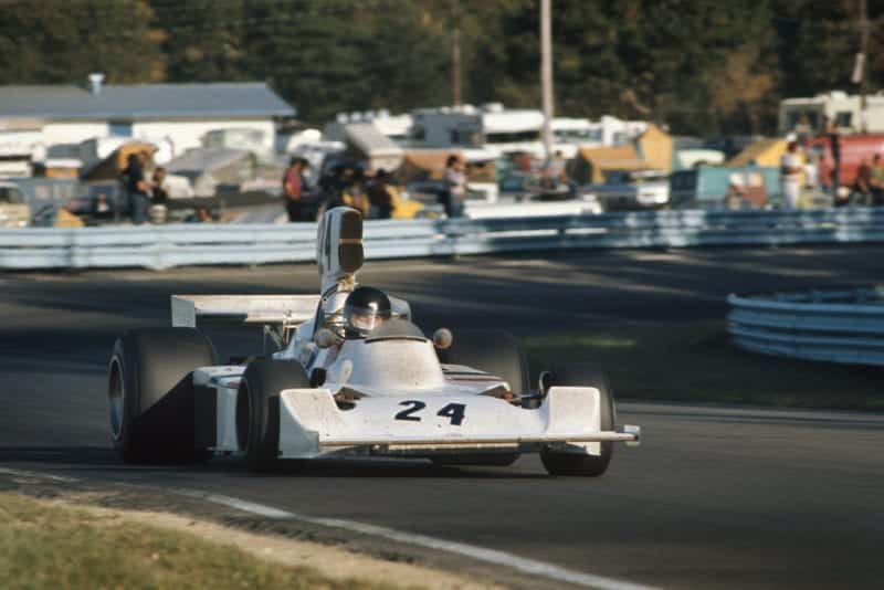 James Hunt (Hesketh) driving at the 1974 Unites States Grand Prix, Watkins Glen.