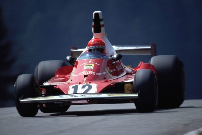 Niki Lauda in his Ferrari at the 1975 Austrian Grand Prix, Osterreichring.