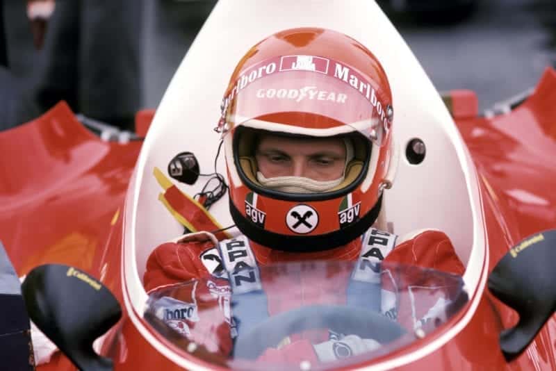 Niki Lauda sits in his Ferrari at the 1975 Dutch Grand Prix, Zandvoort.