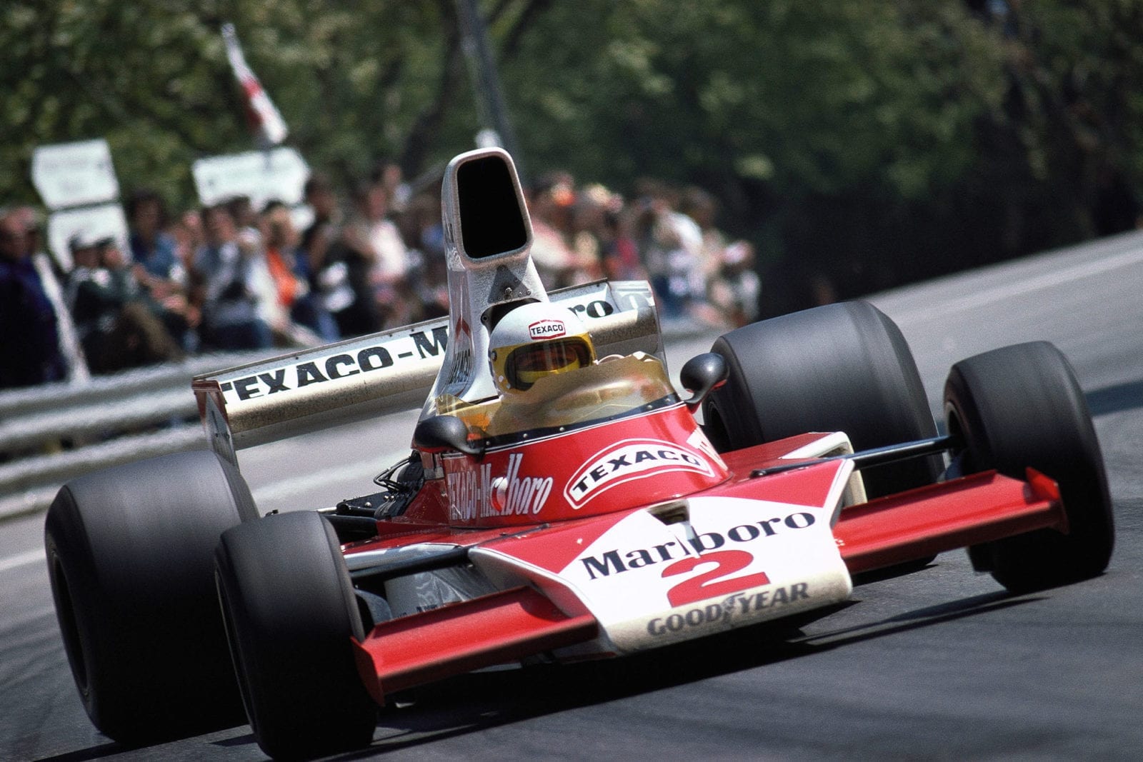 Jochen Mass driving for McLaren at the 1975 Spanish Grand Prix.