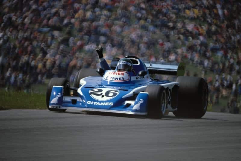 Jacques Laffite (Ligier) at the 1976 Austrian Grand Prix, Österreichring.