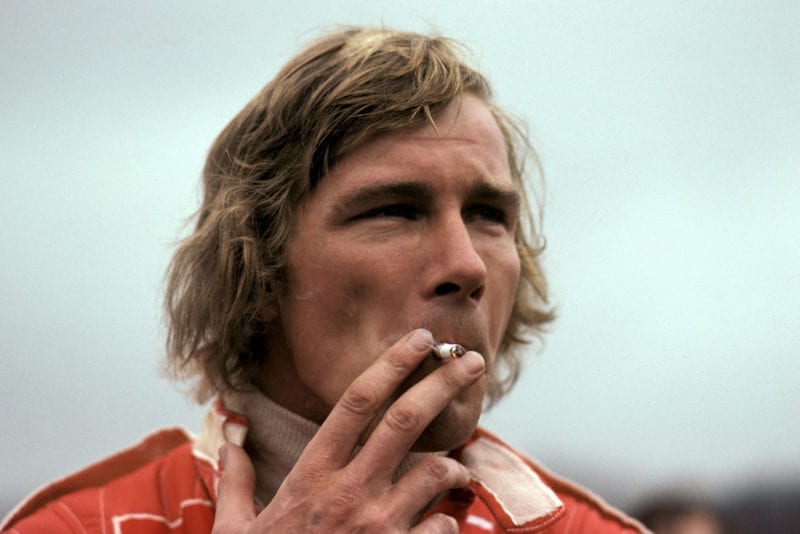 James Hunt (McLAren) relaxes with a cigarett at the 1976 Japanese Grand Prix, Fuji.