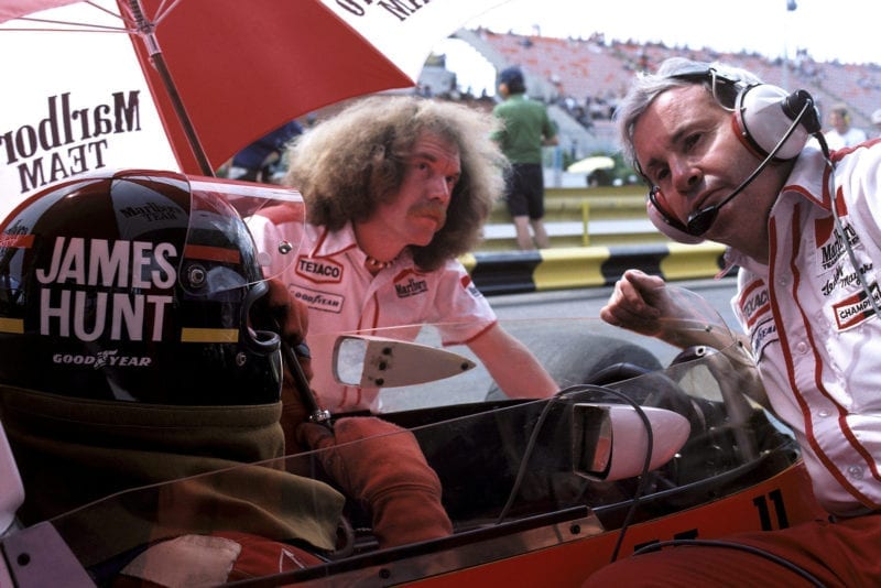 James Hunt prepares for the start of the 1977 Argentine Grand Prix, Buenos Aires