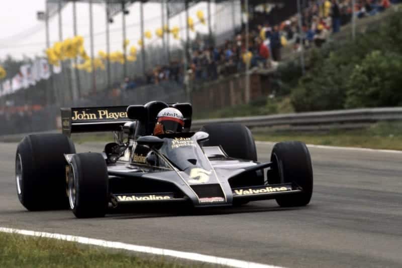 Mario Andretti (Lotus) at the 1977 Belgian Grand Prix, Zolder.