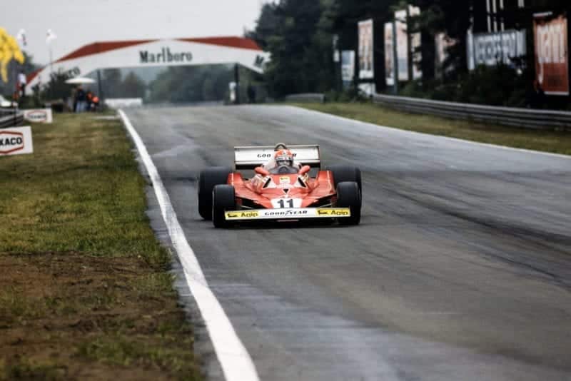 Niki Lauda (Ferrari) at the 1977 Belgian Grand Prix, Zolder.