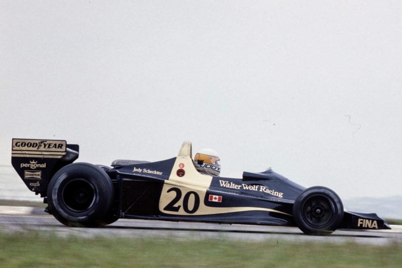 Jody Scheckter (Wolf) at the 1977 Brazilian Grand Prix, Interlagos.